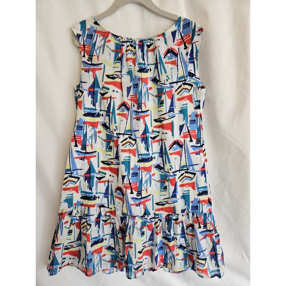 Milly Minis Girls Dress Size 8 Multicolor Abstract Print Cotton Flounce Made USA